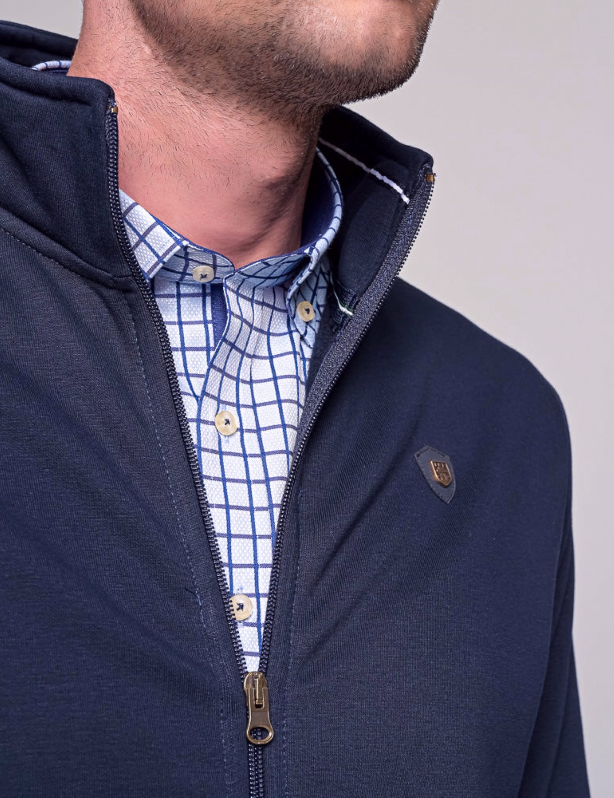 Everbest ανδρική Plus Size μπλε ζακέτα φούτερ με γιακά 2310153 φωτογραφία